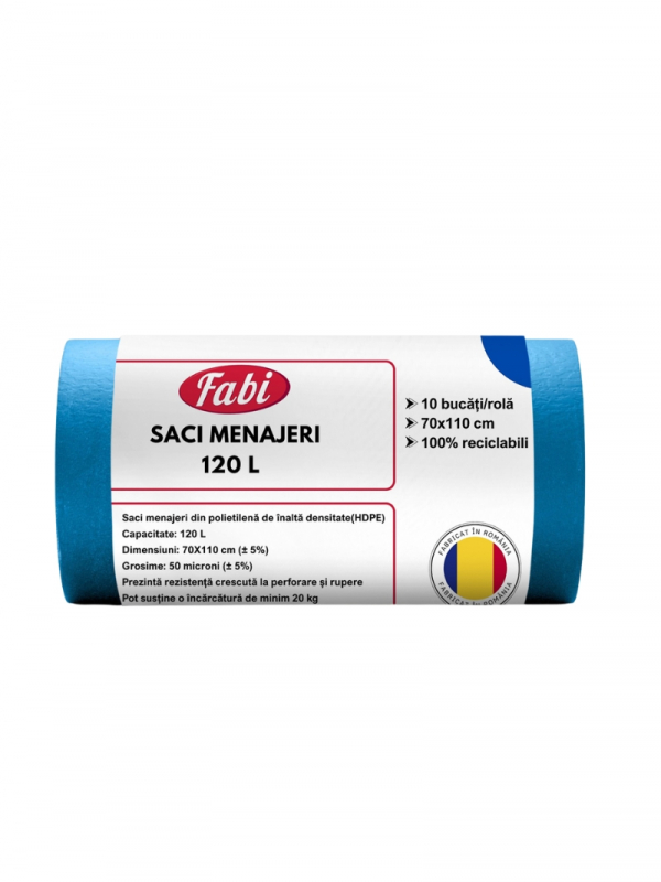 Fabi saci menaj 120L (10buc/rola), albastri