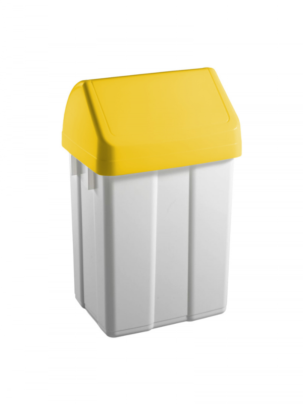 Cos de gunoi, Filmop, Patty, 12L, 20 x 25 x 40 cm, alb, cu capac batant galben - 8162C