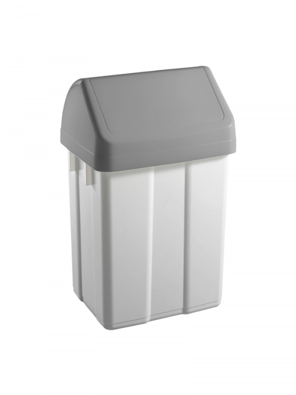 Cos de gunoi, Filmop, Patty, 12L, 20 x 25 x 40 cm, alb, cu capac batant gri - 8162H