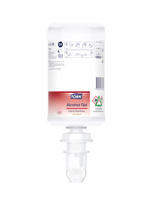  Dezinfectant gel maini Tork alcool 1L S4 424105 utilizare profesionala imagine 1 Descriere Gelul dezinfectant Tork pe bază de alcool (80% alcool denaturat) este eficient împotriva tuturor virusurilor. Formula include ingrediente care nu lasă senzație lip