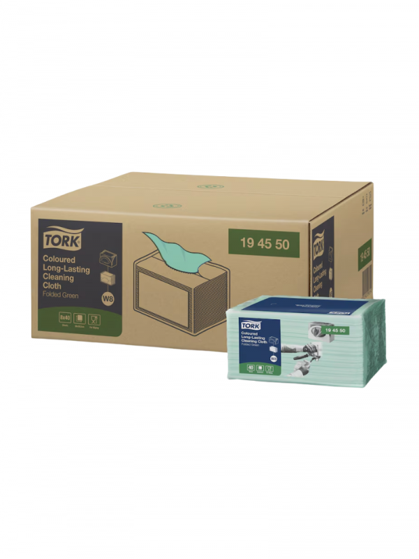 Lavete pentru curatare Tork Coloured Long-Lasting, verzi, 40 buc/set - 194550