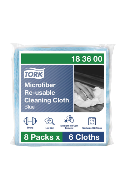Lavete Tork din microfibra, reutilizabile, pentru curatare, albastre, 6 buc/set - 183600