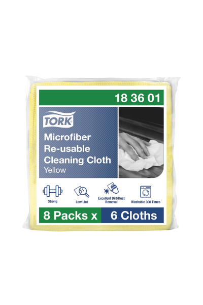 Lavete Tork din microfibra, reutilizabile, pentru curatare, galbene, 6 buc/set - 183601
