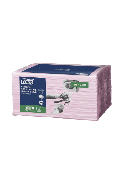 Lavete pentru curatare Tork Coloured Long-Lasting, rosii, 40 buc/set - 194750